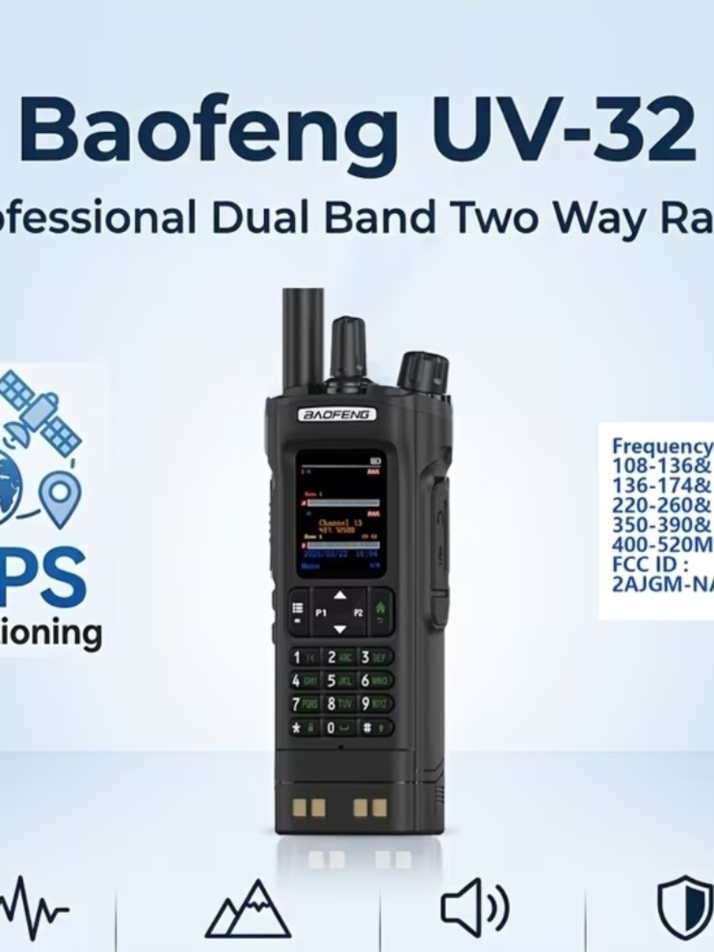 UV-32 Black Dual Band Two-Way Radio